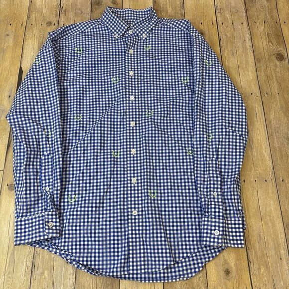 Vineyard Vines Kentucky Derby Gingham Shirt Long SLeeve Button Down Mens Medium - Picture 2 of 7